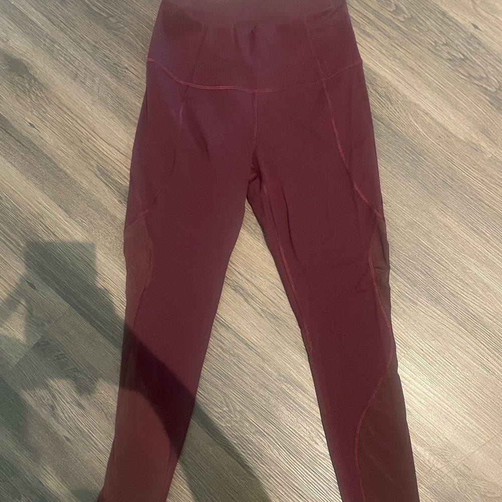 Maroon lululemon leggings with mesh